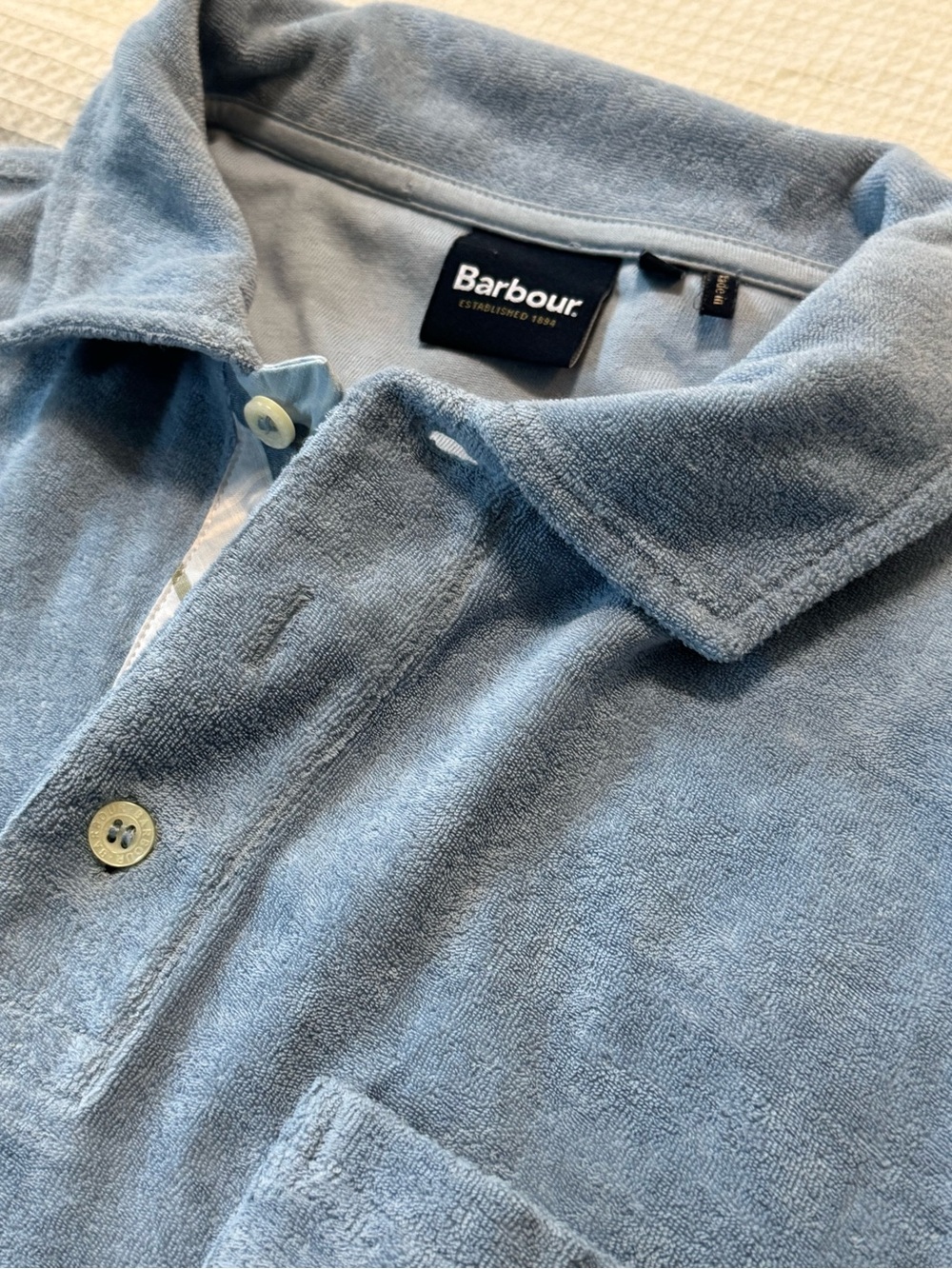 Barbour Light Blue Terry Polo Shirt